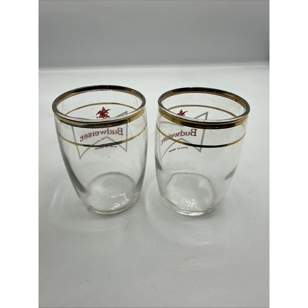 Budweiser Anheuser-Busch Gold Trim Glasses – 3